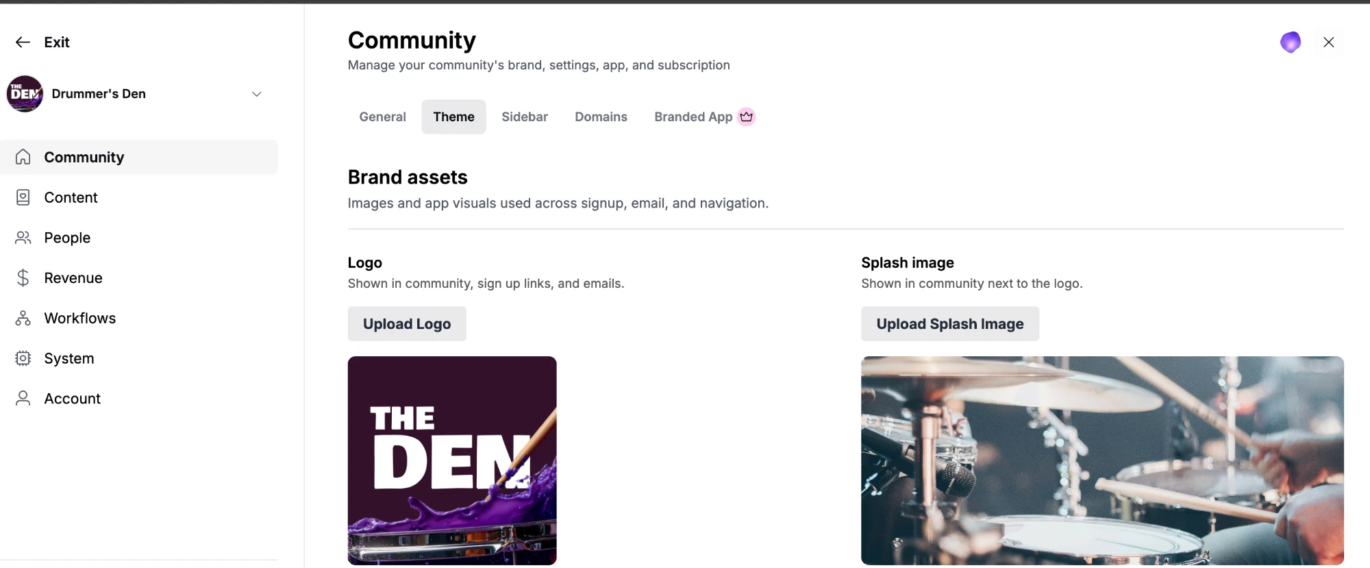 Settings > Community > Theme