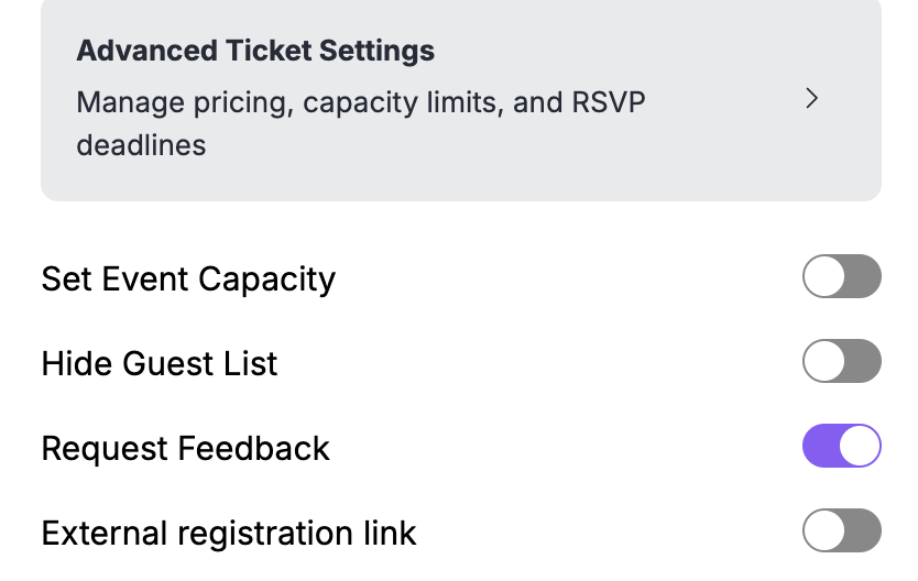 Request Feedback toggle turned on