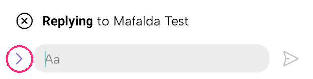 Arrow to the left of the reply field