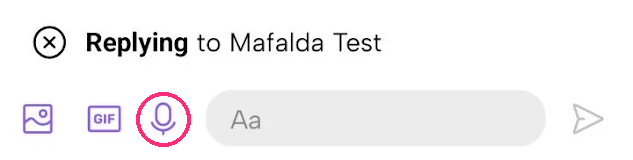 Microphone icon to the left of the reply field